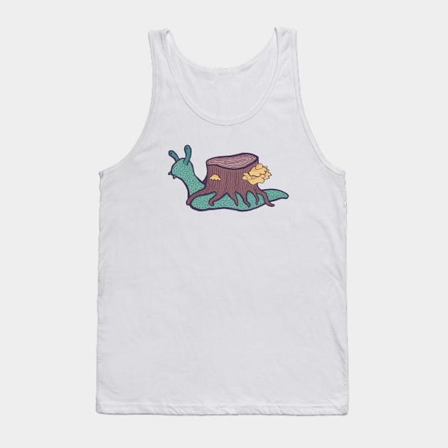 Snail with Tree Stump Shell Tank Top by magicae